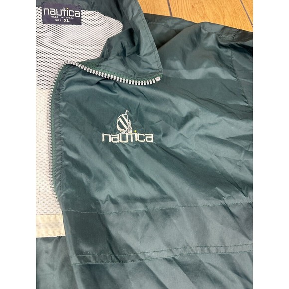 Vintage 90s Nautica made USA , Green Windbreaker Sailboat Big‎ Logo Size XL - Picture 6 of 16